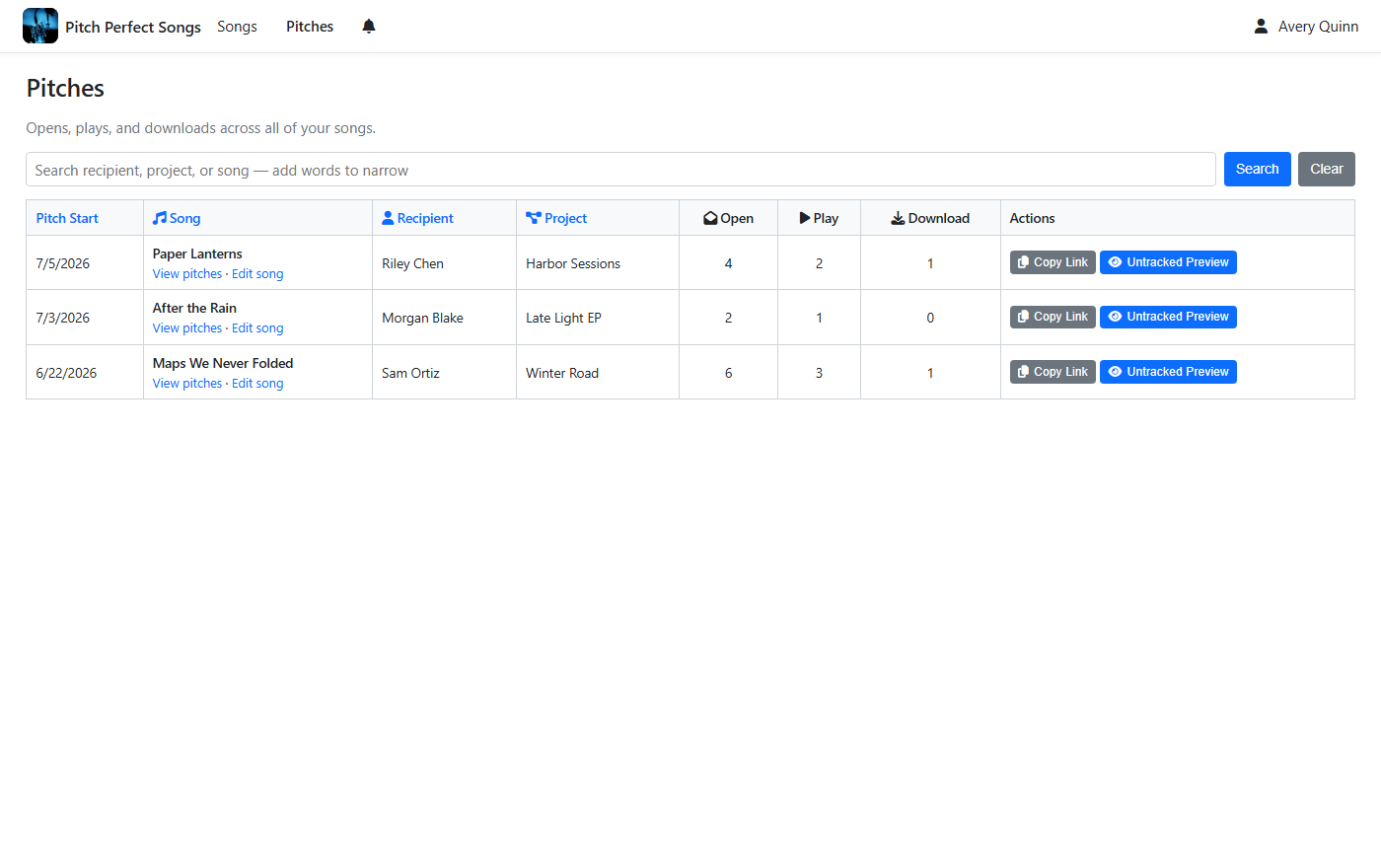 Step 2: View Pitch Statistics