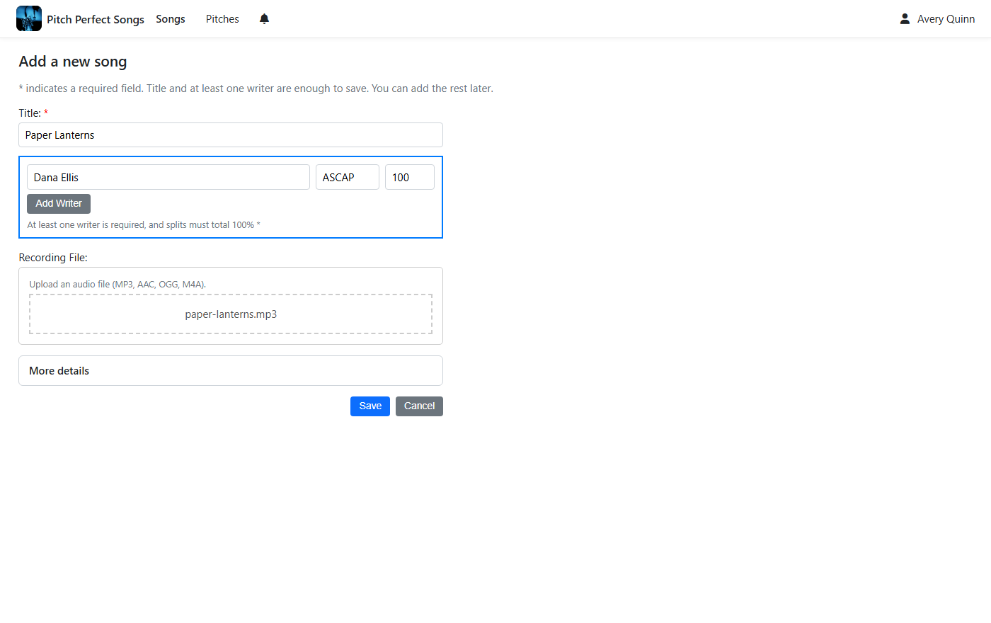 Step 2: Add Song Details and Save